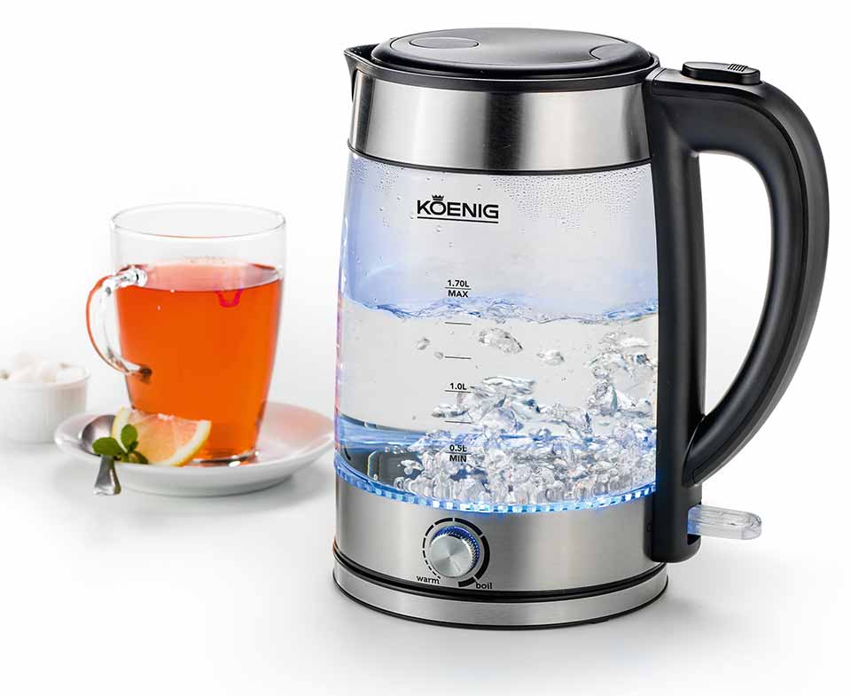 KOENIG BOUILLOIRE VERRE AVEC SELECTION DE TEMPERATURE 1,7L B02115