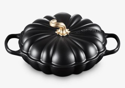 [21338280002441] LE CREUSET FAITOUT CITROUILLE SIGNATURE  28CM NOIR MAT POIGNEE DOREE