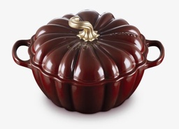 [21238249494441] LE CREUSET COCOTTE CITROUILLE SIGNATURE 24CM GARNET POIGNEE DOREE